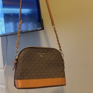 Michael Kors Tan and Brown Crossbody Bag